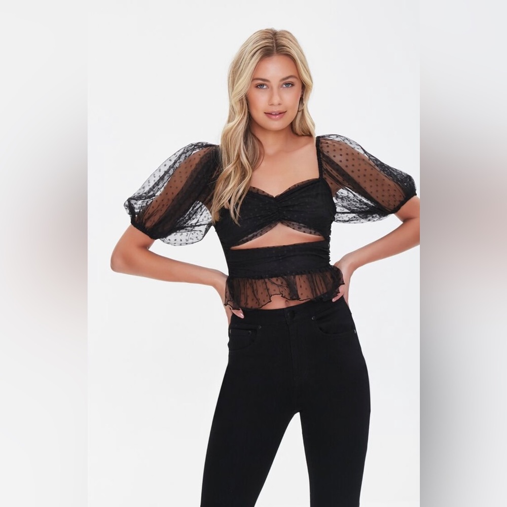 Polka Dot Mesh Top